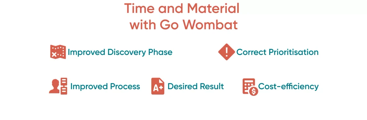 Reasons for choosing a Time and Material Model for your project Go Wombat has a large experience in software development, so the company knows why Time and Material is better from firsthand experience..